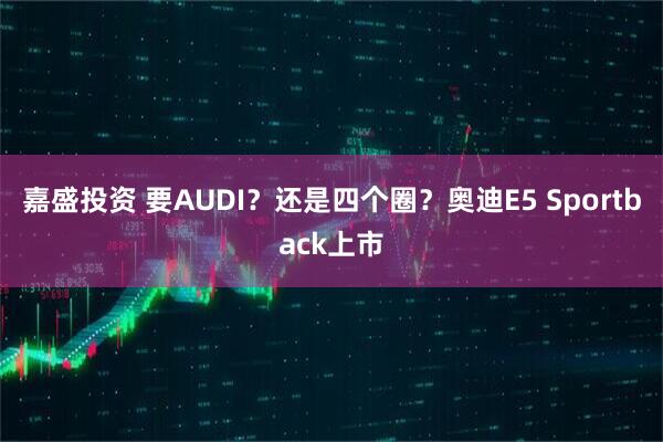 嘉盛投资 要AUDI？还是四个圈？奥迪E5 Sportback上市